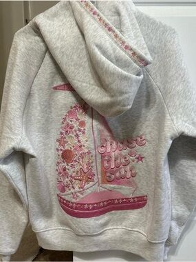 Pink palm puff chase the sun hoodie pink xs